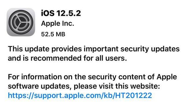 汝州苹果手机维修分享iOS12.5.2发布，建议所有老苹果用户安装 